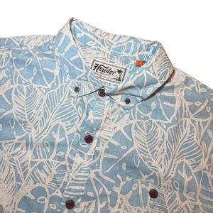 Howler Brothers Mansfield Shirt Mens L Blue Floral Leaf Button Down Short Sleeve